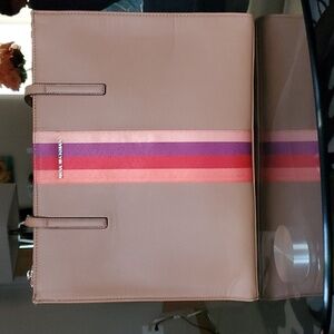 Dana Buchman Extra Large tan color center striped tote bag